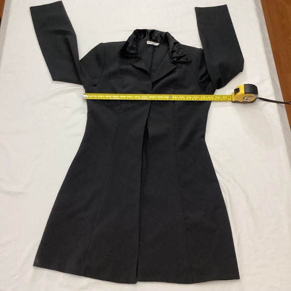 VTG Rampage Black Velvet Collar Longline Blazer Jacket Womens Goth Whimsy size 7 - Picture 3 of 10